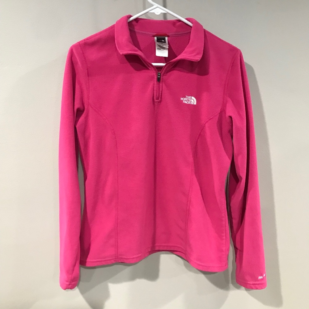 North Face Sweater Womens Medium Long Sleeve 1/4 Zip Casual Outdoor Pink Fleece